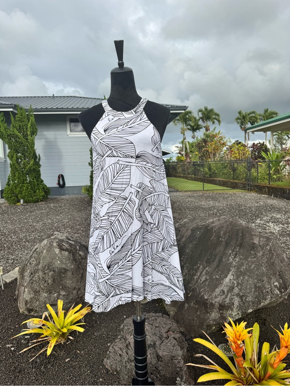 Lola Miller Designs Hilo Hawaii Palm Leaf Tank Dress Size Large